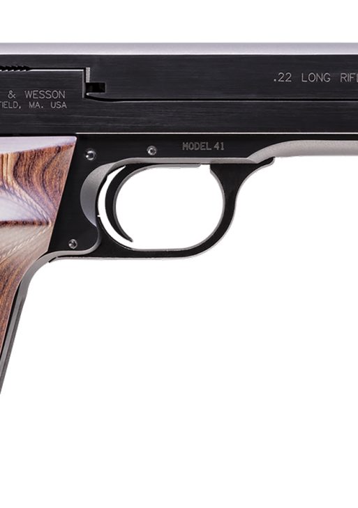 Smith & Wesson 130511 41  Full Size Frame 22 LR 10+1, 5.50" Blued Button Rifled Steel Barrel, Serrated Slide & Frame, Checkered Wood Target Grip