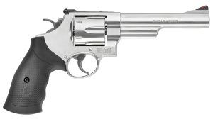 Smith & Wesson 163606 Model 629  44 Rem Mag or 44 S&W Spl Stainless Steel 6" Barrel & 6rd Cylinder, Satin Stainless Steel N-Frame,  Red Ramp Front/White Outline Rear Sights