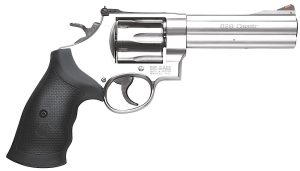 Smith & Wesson 163636 Model 629 Classic 44 Rem Mag or 44 S&W Spl Stainless Steel 5" Barrel & 6rd Cylinder, Satin Stainless Steel N-Frame, Red Ramp Front/White Outline Rear Sights