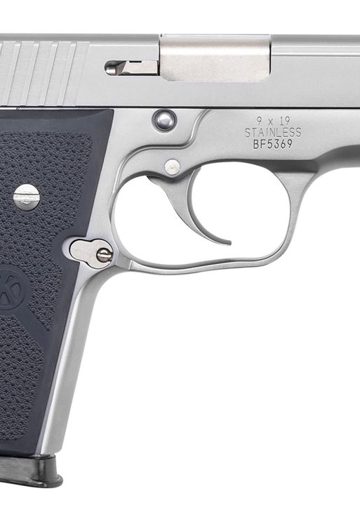 Kahr Arms K9093A K9  9mm Luger 7+1/8+1 3.47" Stainless Polygonal Rifled Barrel, Matte Serrated Stainless Steel Slide, Matte Stainless Steel Frame, Black Textured Wraparound Polymer Grip, Right Hand