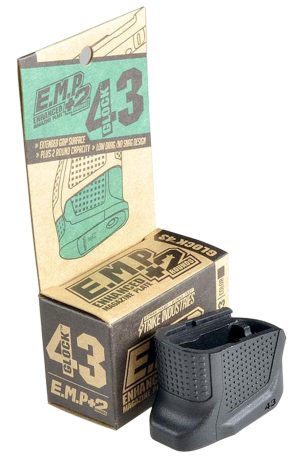Strike Industries EMPG43B Enhanced Magazine Plate  made of Polymer with Black Finish & Extra Gripping Surface for Glock 43 Magazines (Adds 2rds)