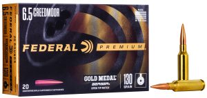 Federal GM65CRDBH130 Premium Gold Medal 6.5Creedmoor 130gr Berger Hybrid Open Tip Match 20 Per Box/10 Case