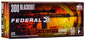 Federal F300BMSR2 Fusion MSR 300Blackout 150gr Bonded Soft Point 20 Per Box/10 Case