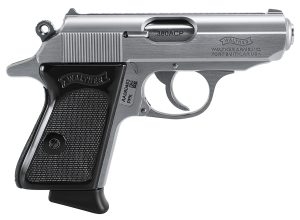 Walther Arms 4796001 PPK  380 ACP 6+1 3.30" Stainless Steel Barrel, Matte Stainless Serrated Zinc Alloy Slide, Stainless Aluminum Frame w/Beavertail, Black Polymer Grip, Manual Thumb Safety