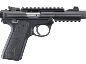 Ruger 40149 Mark IV 22/45 Tactical 22 LR 10+1 4.40" Steel/Threaded Barrel, Blued Slide, Black Checkered 1911-Style Panel Grip, Features Top & Bottom Picatinny Rails