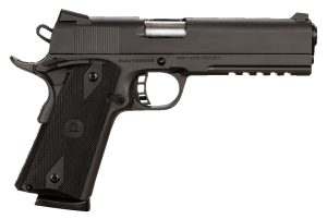 Rock Island 51484 Tac Standard FS 45 ACP Caliber with 5" Barrel, 8+1 Capacity, Overall Black Parkerized Finish Steel, Picatinny Rail/Beavertail Frame, Serrated Slide & Black Rubber Grip