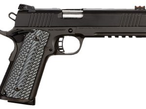 Rock Island 51485 Tac Ultra FS 45 ACP Caliber with 5" Barrel, 8+1 Capacity, Overall Black Parkerized Finish Steel, Picatinny Rail/Beavertail Frame, Serrated Slide & Black & Gray G10 Grip