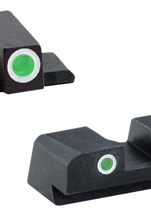 AmeriGlo XD191 Classic Tritium Sight Set for Springfield Armory XD  Green Tritium White Outline Front Sight-Green Tritium White Outline Rear Sight
