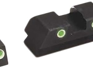 AmeriGlo GL119 Classic Tritium Sight Set for Glock  Green Tritium White Outline Front Sight-Green Tritium White Outline Rear Sight