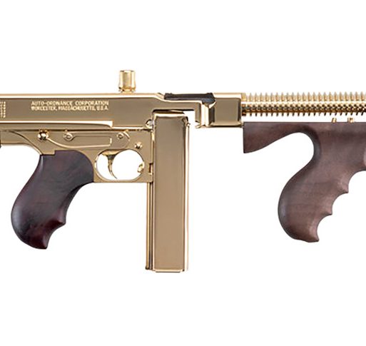 Thompson T150DTG 1927A-1 Deluxe 45 ACP Caliber with 16.50" Barrel, 20+1 Capacity (Stick), 50+1 Capacity (Drum), Titanium Gold Metal Finish, American Walnut Stock Wood Grip Right Hand