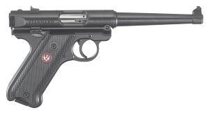 Ruger 40105 Mark IV  22 LR 10+1 6" Satin Stainless Tapered Barrel, Blued Steel Slide & Aluminum Frame Checkered Synthetic Grip
