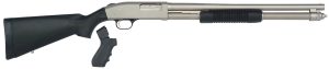 Mossberg 50299 590 Mariner 12 Gauge 8+1 3" 20" Cylinder Bore Barrel, Silver Marinecote Barrel/Receiver, Synthetic Stock, Includes Pistol Grip Conversion Kit
