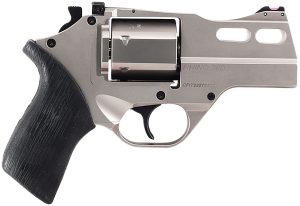 Chiappa Firearms 340290 Rhino 30DS  Small Frame 357 Mag 6 Shot, 3" Nickel-Plated Steel Vent Rib Barrel & Cylinder, Nickel-Plated Aluminum Frame, Black Rubber Grip, Concealed Hammer
