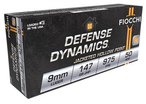 Fiocchi 9APDHP Defense Dynamics  9mmLuger 147gr Jacketed Hollow Point 50 Per Box/20 Case