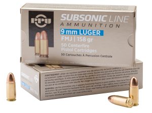 PPU PPS9MM Subsonic  9mmLuger Subsonic 158gr Full Metal Jacket 50 Per Box/20 Case