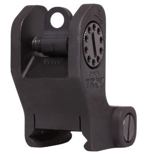 Troy Ind SSIGFRSROBT00 Rear Fixed BattleSight Round  Black Hardcoat Anodized for AR-15/AR-10