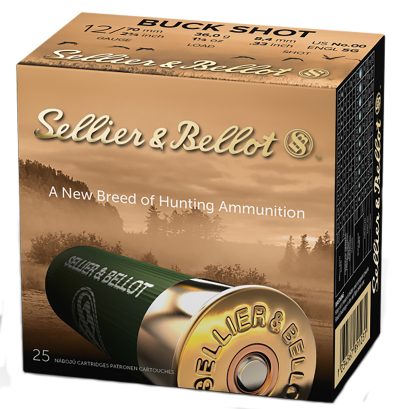 Sellier & Bellot SB12BSC Hunting  12Gauge 2.75" 12Pellets 1 1/4oz 00Buck Shot 25 Box/10 Case