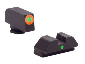 AmeriGlo GL205 i-Dot Sight  Set for Glock  Green Tritium Orange Outline Front Sight-Green Tritium Rear Sight