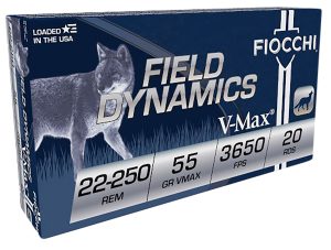 Fiocchi 22250HVD Field Dynamics  22-250Rem 55gr Hornady V Max 20 Per Box/10 Case