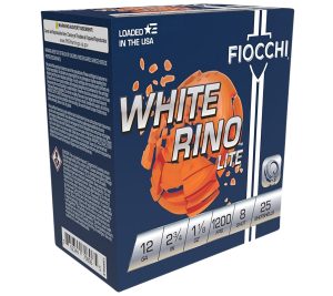 Fiocchi 12WRNL8 Exacta Target White Rino Lite 12Gauge 2.75" 1 1/8oz 8Shot 25 Per Box/10 Case