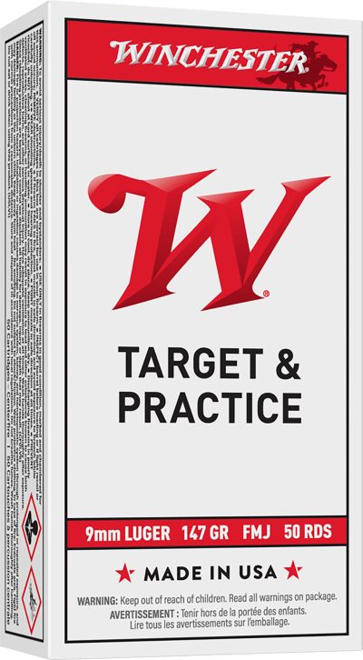 Winchester Ammo USA9MM1 USA  9mmLuger 147gr Full Metal Jacket Flat Nose 50 Per Box/10 Case