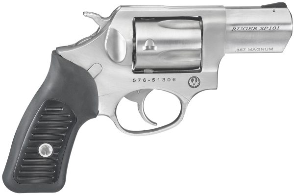 Ruger 5718 SP101  357 Mag 5rd 2.25" Satin Stainless Steel Barrel, Cylinder & Frame, Black Rubber Grip, Transfer Bar Safety, Exposed Hammer