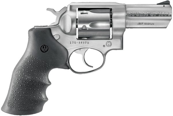 Ruger 1715 GP100  Medium Frame 357 Mag 6rd 3" Satin Stainless Steel Barrel, Cylinder & Frame, Hogue Monogrip, Transfer Bar Safety, Exposed Hammer