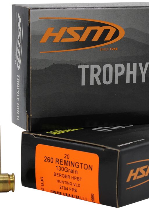 HSM 260130VLD Trophy Gold Extended Range 260 Rem 130 gr Berger Hunting VLD Match 20 Per Box/ 25 Case