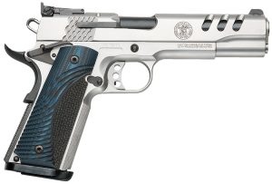 Smith & Wesson 170343 1911 Performance Center  45 ACP 5" Throated Barrel 8+1, Matte Stainless Steel Frame & Ported Slide, G10 Custom Wood Grip, Ambidextrous Manual Safety