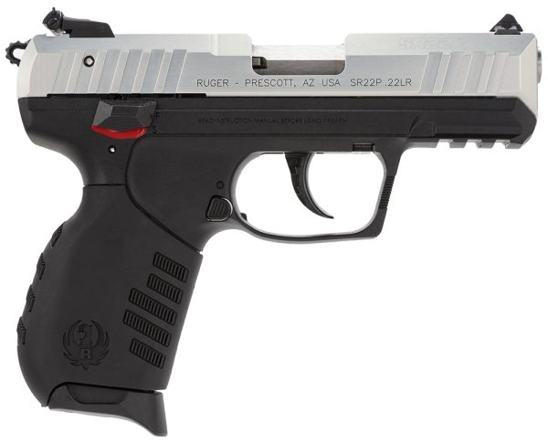 Ruger 3607 SR22  22 LR 10+1 3.50" Satin Stainless Steel Barrel, Silver Anodized Aluminum Serrated Slide, Black Polymer Frame w/Picatinny Rail Frame, Black Polymer Grips
