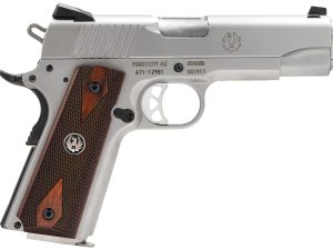 Ruger 6702 SR1911 Commander-Style 45 ACP 7+1 4.25" Stainless Steel Barrel, Serrated Stainless Steel Slide, Stainless Steel Frame w/Beavertail, Hardwood Grip