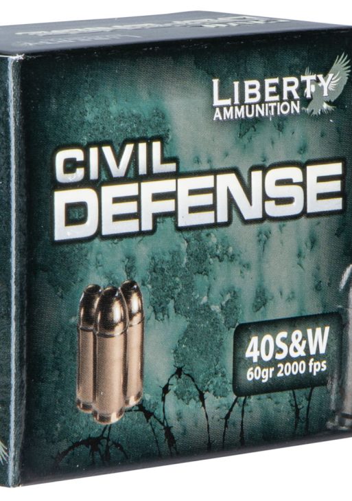 Liberty Ammunition LACD40012 Civil Defense  40S&W 60gr Lead Free Fragmenting Hollow Point 20 Per Box/50 Case