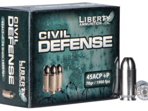 Liberty Ammunition LACD45013 Civil Defense  45ACP+P 78gr Lead Free Fragmenting Hollow Point 20 Per Box/50 Case