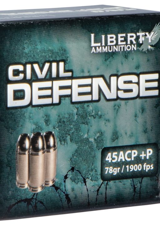 Liberty Ammunition LACD45013 Civil Defense  45ACP+P 78gr Lead Free Fragmenting Hollow Point 20 Per Box/50 Case