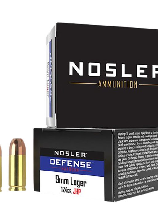 Nosler 38432 Defense Handgun 9mmLuger+P 124gr Bonded Performance Jacketed Hollow Point 20 Per Box/10 Case