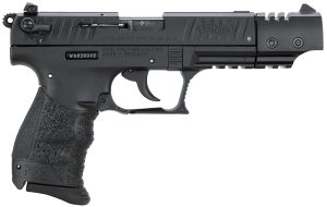 Walther Arms 5120334 P22 Target *CA Compliant 22 LR Caliber with 5" Barrel, 10+1 Capacity, Black Finish Picatinny Rail Frame, Serrated Matte Black Tenifer Steel Slide & Interchangeable Backstrap Grip