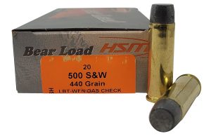 HSM 500SW6N Bear Load  500 S&W Mag 440 gr Wide Flat Nose 20 Per Box/ 25 Case