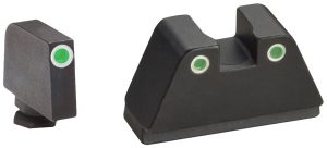AmeriGlo GL329 Optic Compatible Sight Set for Glock  XL Tall Green Tritium White Outline Front Sight-Green Tritium White Outline Rear Sight
