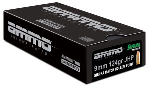 Ammo Inc Signature Match 9mm Luger Handgun Ammo - 124 Grain | Sierra Match HP | 50rd Box