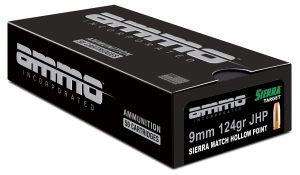 Ammo Inc Signature Match 9mm Luger Handgun Ammo - 124 Grain | Sierra Match HP | 50rd Box