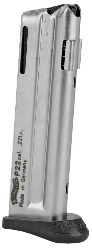 Walther Arms 512604 P22  10rd Detachable w/Finger Rest 22 LR Black Steel