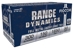 Fiocchi 300BLKC Range Dynamics  300Blackout 150gr Full Metal Jacket Boat Tail 50 Per Box/10 Case