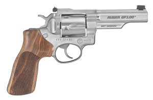 Ruger 1755 GP100 Match Champion Medium Frame 357 Mag 6rd 4.20" Satin Stainless Steel Half-Lug Barrel, Cylinder & Frame, Hogue Stippled Hardwood Grip, Transfer Bar Safety