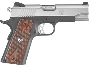 Ruger 6711 SR1911 Lightweight Commander 45 ACP 7+1 4.25" Stainless Steel Barrel, Low-Glare Serrated Stainless Steel Slide, Black Anodized Aluminum Frame w/Beavertail, Hardwood Grip, Right Hand