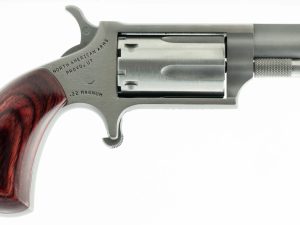 North American Arms 22MCP Mini-Revolver  22 LR/22 WMR 5 Shot 1.63" Stainless Steel Ported Barrel & Frame, Stainless Cylinder, Rosewood Birdshead Grip, Exposed Hammer, Includes 22 LR Cylinder