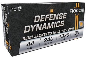 Fiocchi 44D500 Defense Dynamics  44RemMag 240gr Jacketed Hollow Point 50 Per Box/10 Case