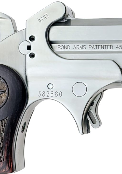 Bond Arms BAM Mini Original 45 Colt (LC) 2rd 2.50"  Stainless Steel Double Barrel & Frame, Auto Extractor & Rebounding Hammer, Blade Front/Fixed Rear Sights, Rosewood Grips, Manual Safety