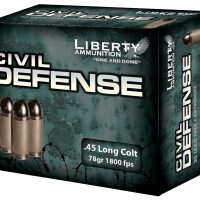 Liberty Ammunition LACD45031 Civil Defense  45Colt 78gr Lead Free Fragmenting Hollow Point 20 Per Box/50 Case
