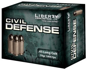 Liberty Ammunition LACD45031 Civil Defense  45Colt 78gr Lead Free Fragmenting Hollow Point 20 Per Box/50 Case