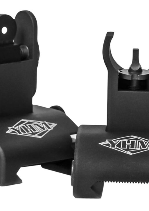 Yankee Hill 5040H Q.D.S. Sight Set  Black Hardcoat Anodized Folding  with Hooded Stem for AR-Platform